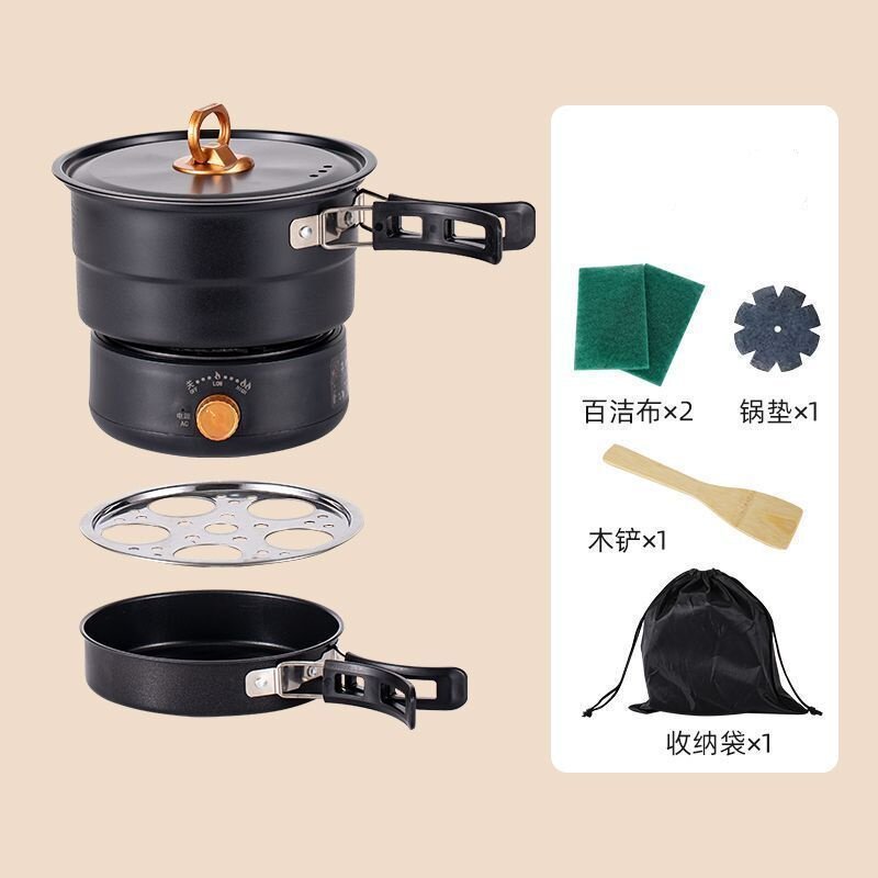 便携多功能料理锅分体式电煮锅露营多用途电蒸锅可煎可烤