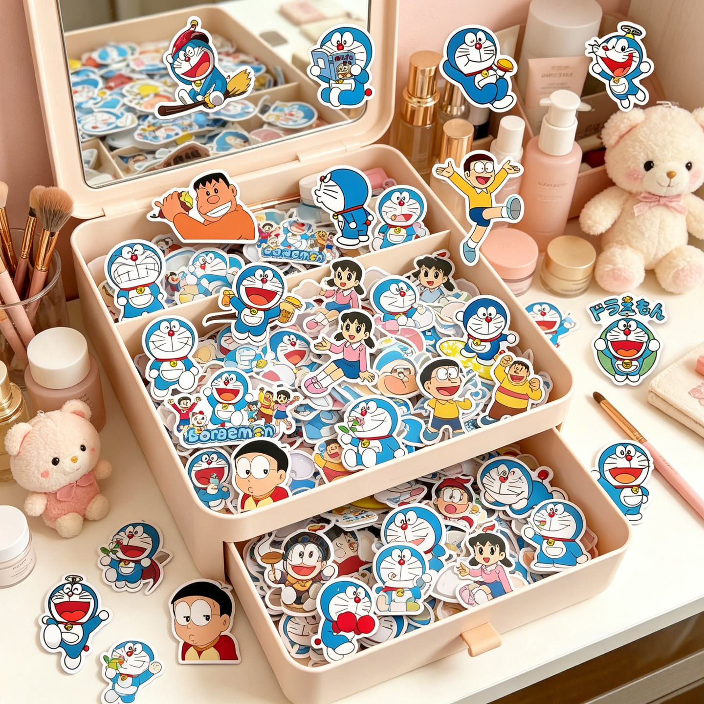 50张哆啦A梦贴纸电脑吉他滑板行李箱手机水杯防水贴画 Doraemon