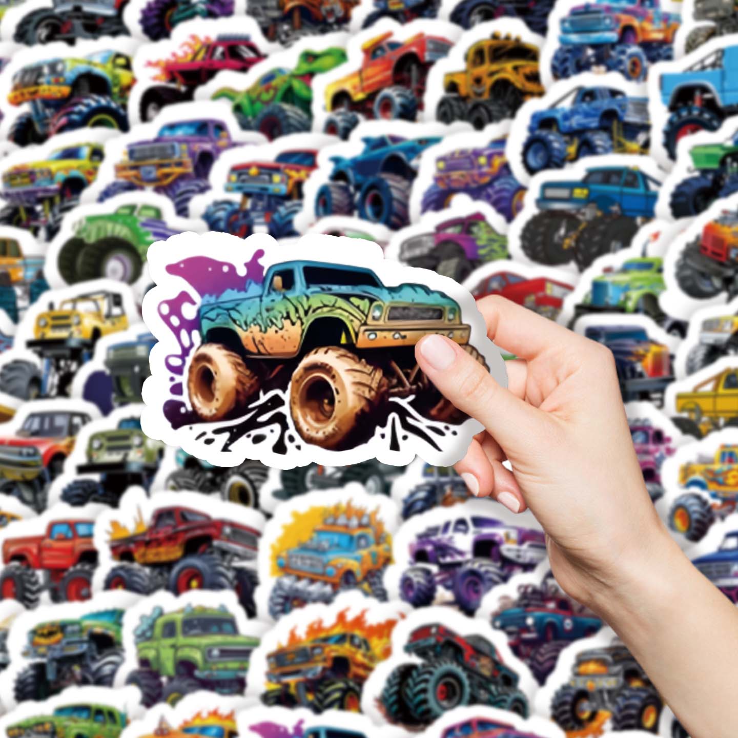 卡通越野车贴纸彩色创意装饰贴