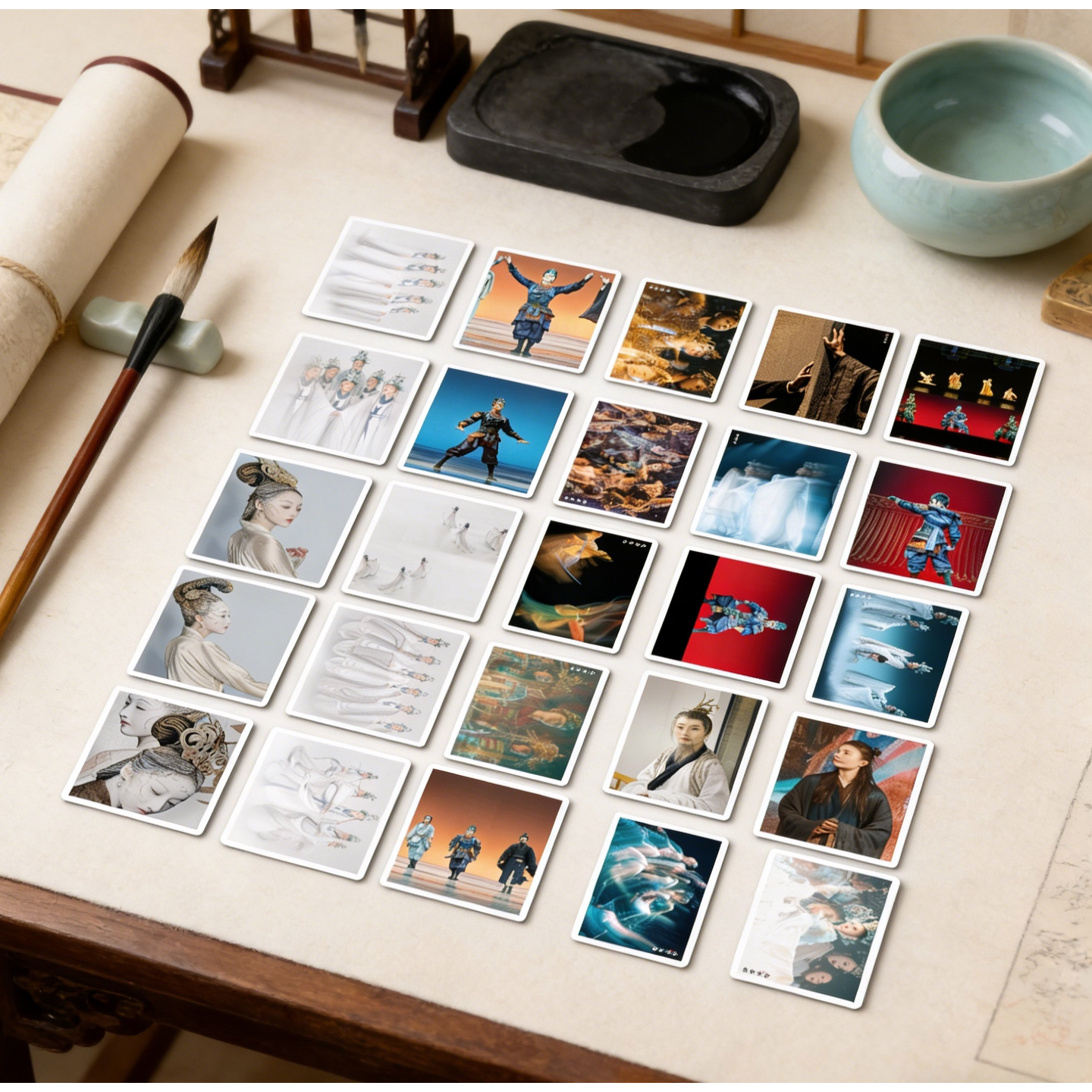 50张国风古装永乐未央舞蹈汉服个性创意周边贴纸可贴于相框画行李箱充电宝电动车保温杯冰箱吉他防水环保贴画