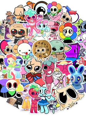 50张游戏贴纸丹迪的世界手账水杯电脑行李箱贴画 Dandy's World