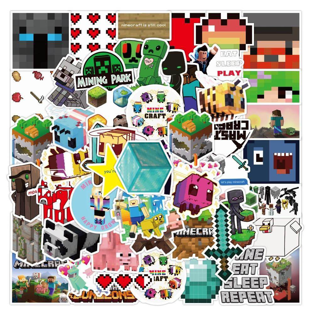 50张卡通游戏我的世界贴纸行李箱滑板电脑手机防水贴画 Minecraft,玩具/童车/益智/积木/模型,贴纸,淘宝优惠券,粉丝福利购,淘宝优惠卷