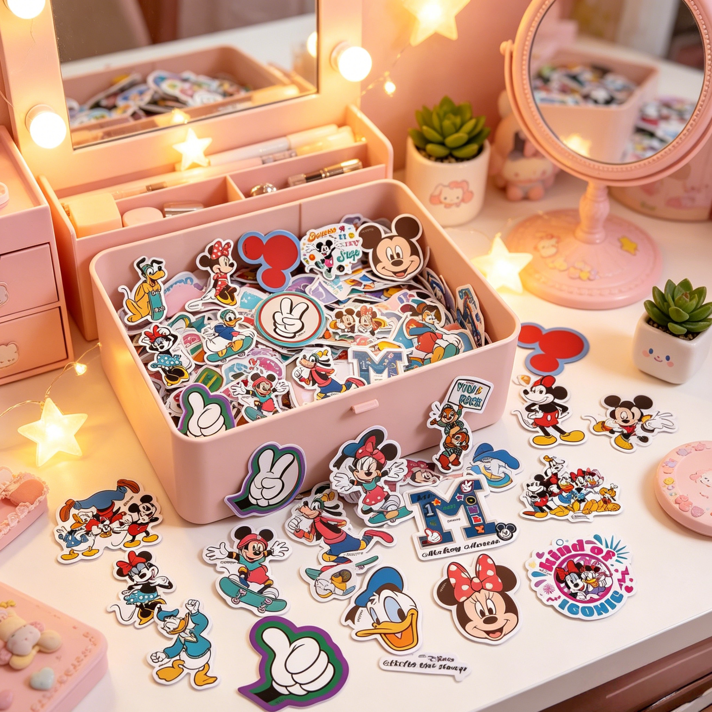 50张米奇唐老鸭贴纸可装饰吉他行李箱贴画摩托车充电器手机壳冰箱滑板冰箱水杯桌面防水环保个性不干胶贴画