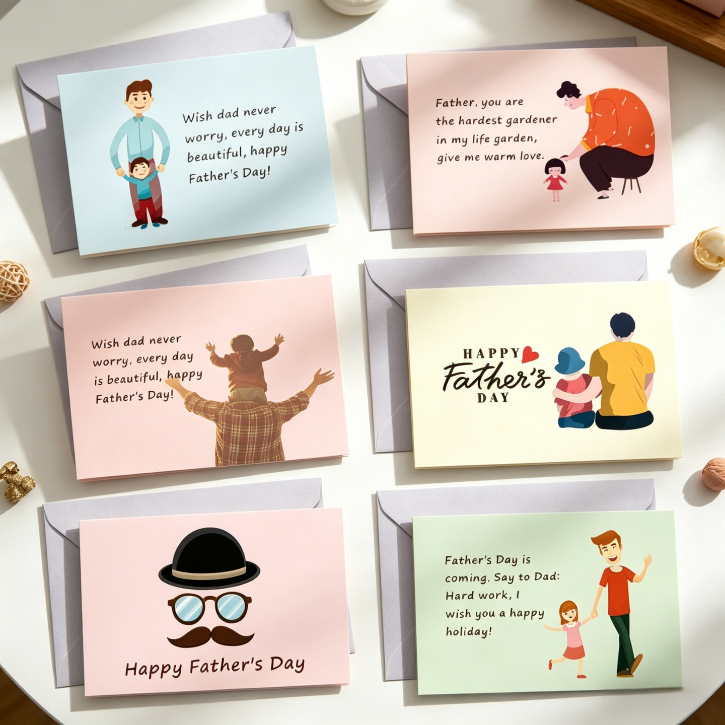 父亲节贺卡节日祝福套装插画系列Happy Father's Da