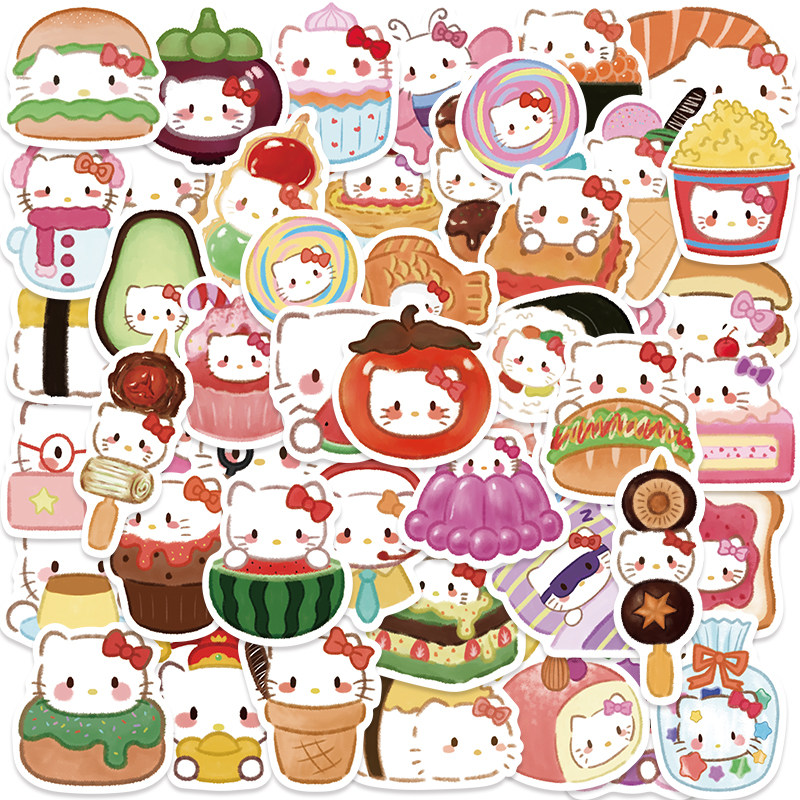 可爱卡通Hello Kitty贴纸套装食物主题装饰贴多款分享装