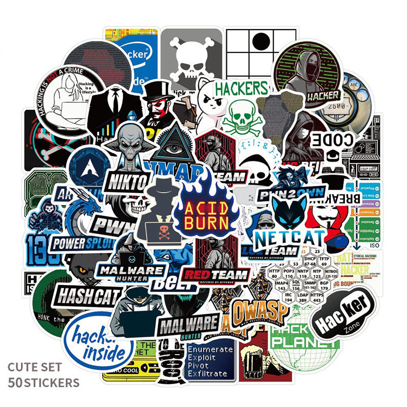 50张程序员黑客贴纸保温杯行李箱