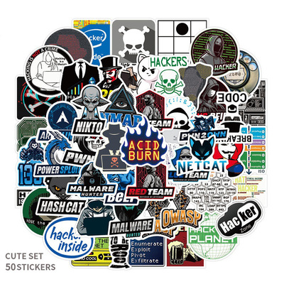 50张程序员黑客贴纸保温杯行李箱