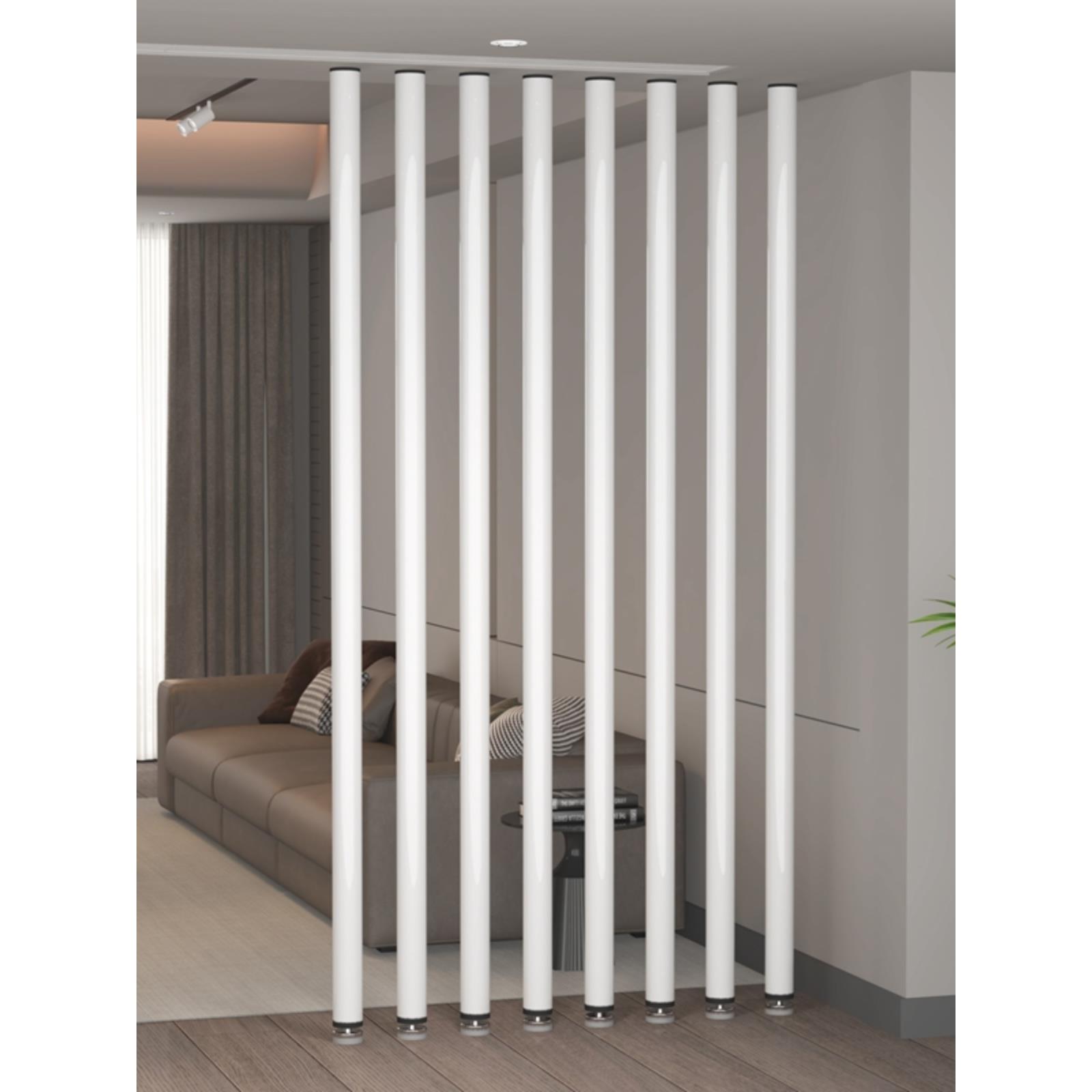 现代简约立柱隔断办公室遮挡屏风客厅装饰玄关圆管竖条免打孔格栅