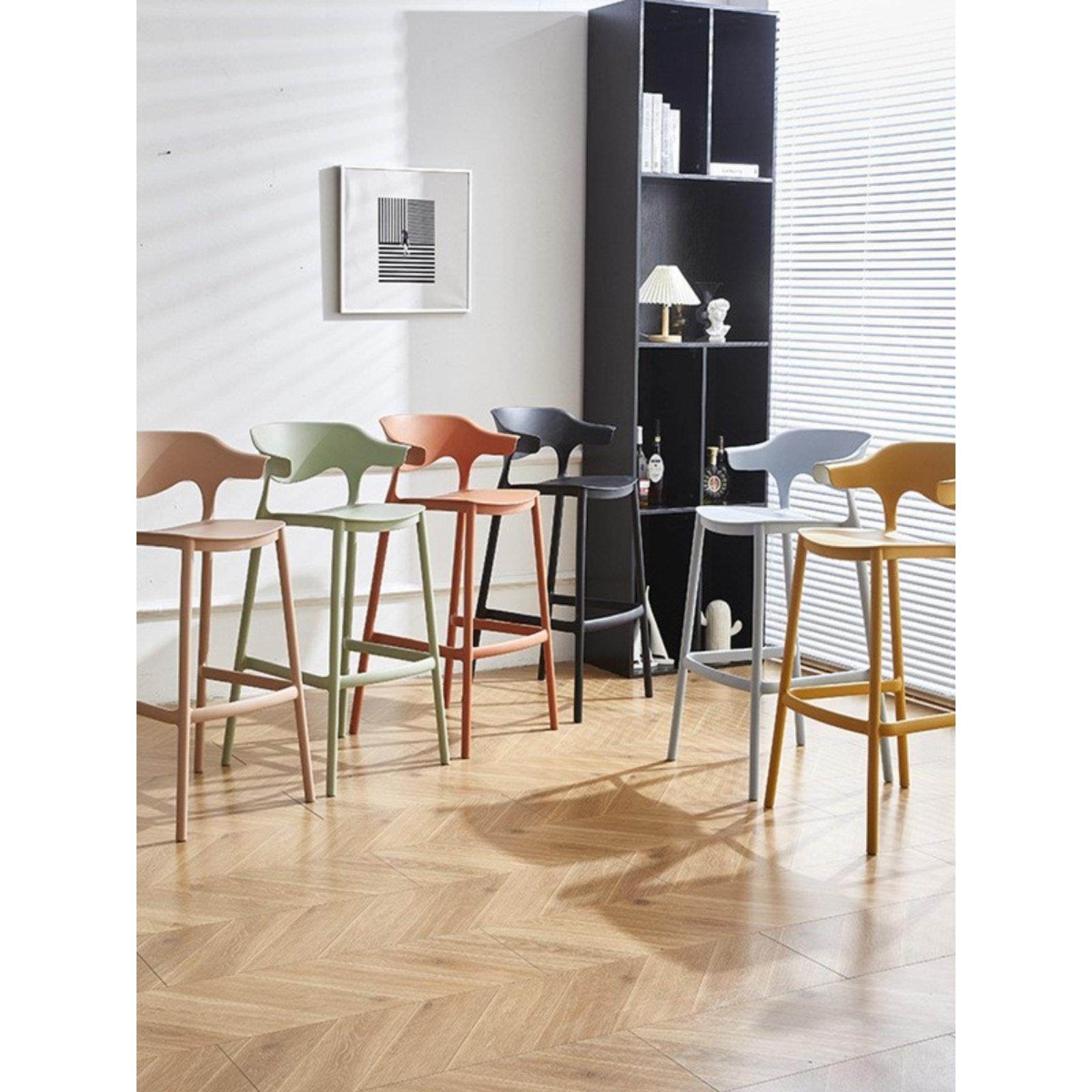 意式塑料吧椅简约家用轻奢靠背高脚凳子现代极简可叠放网红吧台椅,住宅家具,家用高脚椅,淘宝优惠券,粉丝福利购,淘宝优惠卷