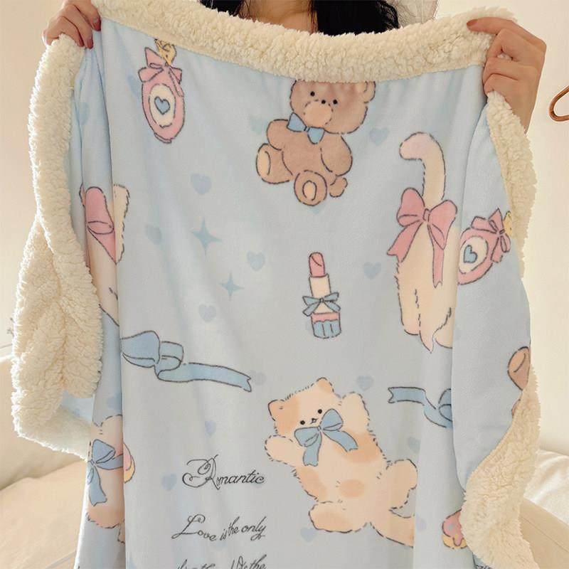 可爱爆表｜卡通牛奶绒毛毯羊羔绒沙发盖毯子加厚珊瑚绒办公室午睡,床上用品,休闲毯/毛毯/绒毯,淘宝优惠券,粉丝福利购,淘宝优惠卷