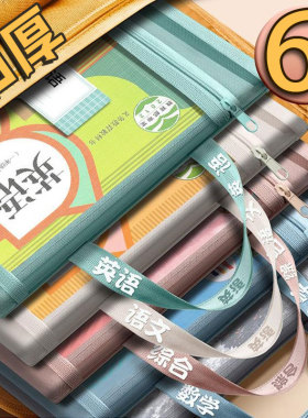 双层学科科目分类文件袋透明拉链式收纳书包手提学生补习拎书补课考试专用初中小学生作业男女孩儿童试卷袋子