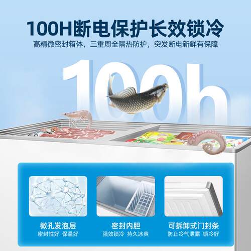 北极熊一级节能428/528L冷冰柜商家用大容量冷藏冷冻保鲜省电两用