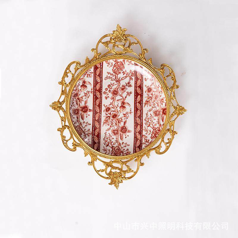 美式家居手绘陶瓷配铜装饰挂盘装饰盘墙面创意摆件饰品软装工艺品,3C数码配件,USB灯,淘宝优惠券,粉丝福利购,淘宝优惠卷