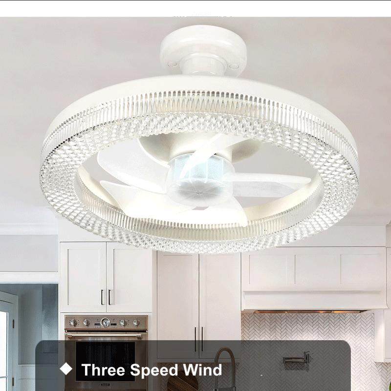 新款小型 led风扇灯E27家用简约客厅大厅主灯遥控调档卧室风扇灯