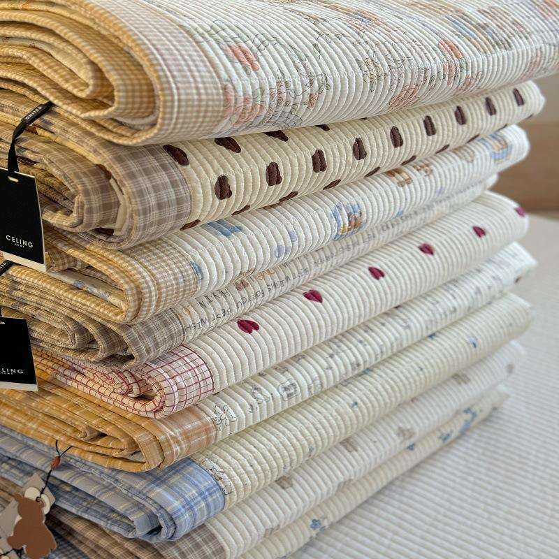 韩式双面全棉水洗棉高温酵素砂洗床盖三件套绗缝夹棉榻榻米炕盖++