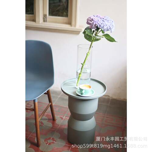 嘻物所 设计开心果绿铁艺茶几简约沙发边几高款小户型边桌清新