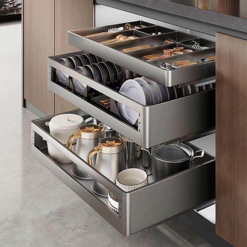 多层拉篮厨房双层碗柜304不锈钢抽拉式内置碗架收纳碗碟篮其他,3C数码配件,USB灯,淘宝优惠券,粉丝福利购,淘宝优惠卷