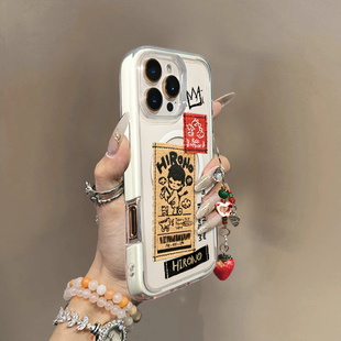 适用苹果16女新款 手机壳iPhone16promax透明磁吸15plus小众高级感14pro泡泡玛特13带手链12超薄硬防摔保护套