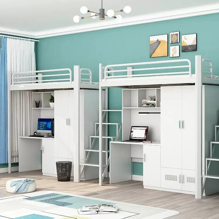 上床桌组合床床大生员HY-GYC-0工宿舍学公寓床高架书柜一体铁艺床