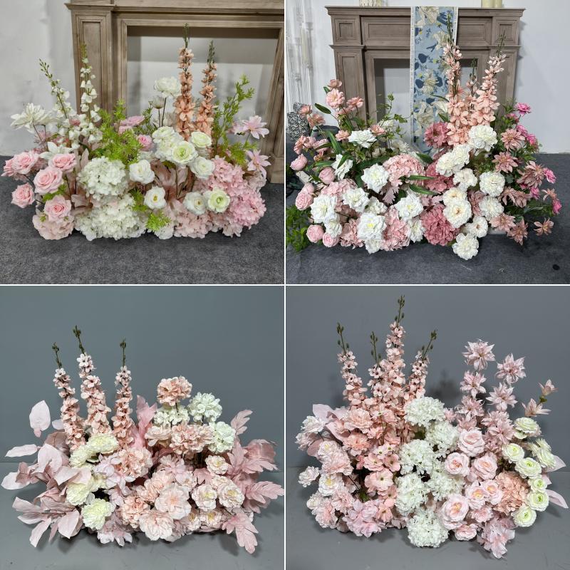 粉色婚庆道具婚礼彷真花排地排花婚礼堂花艺软装订婚宴结婚假花