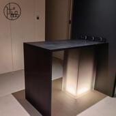 高端定制黑色发光压克力岛台餐桌一体别墅定制齐平款 多功能吧台