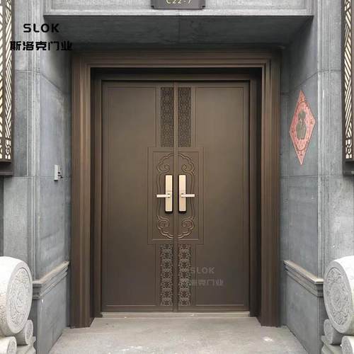 铸铝门别墅大门双开门农村自建房大门家用对开门子母进户铜入户门