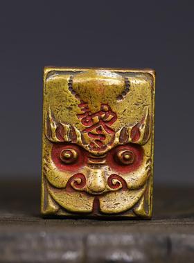 道家工艺品黄铜令道经师宝印章兽头太上仿古做旧法印全铜国风
