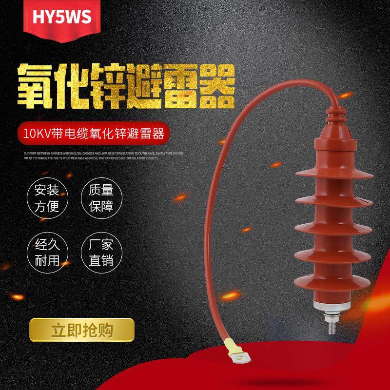 10KV带电缆型 高压氧化锌避雷器 HY5WS-17/50Q 10KV高压避雷器