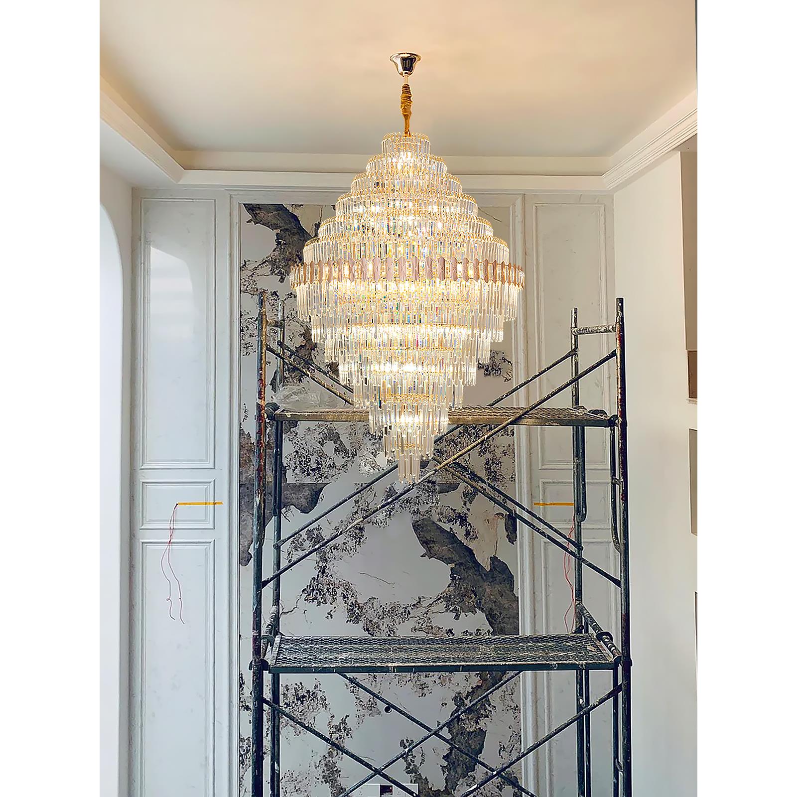 亿寻时光复式楼客厅吊灯法式2025新款轻奢高端大气别墅水晶大吊灯