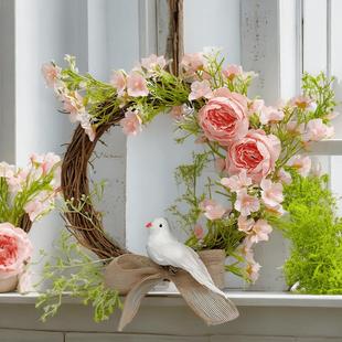 北欧ins风创意墙壁装饰品门上摄影道具假花商铺橱窗彷真花环挂饰