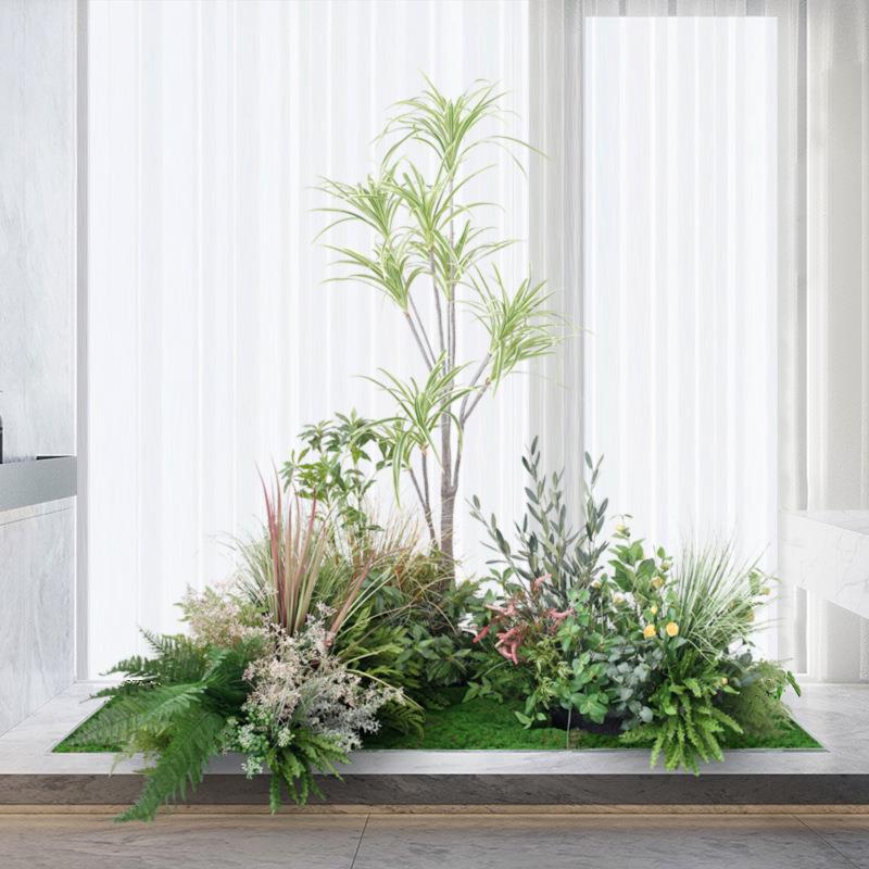 仿真植物造景芦苇草洋葱草绿植插花摆件室内隔断转角草丛软装园景