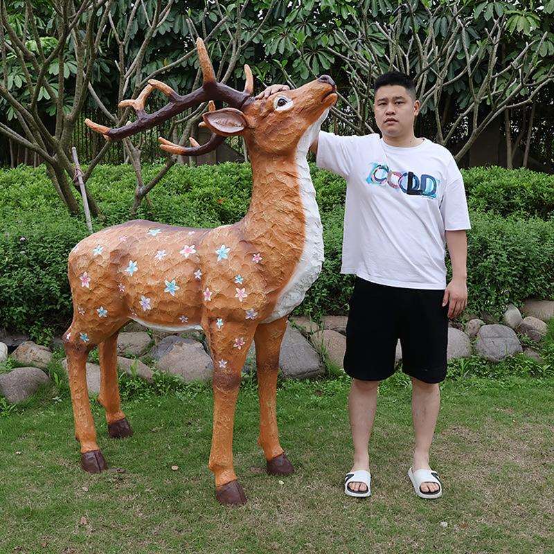 户外大型玻璃钢雕塑园林仿真动物梅花鹿摆件花园别墅庭院广场装饰