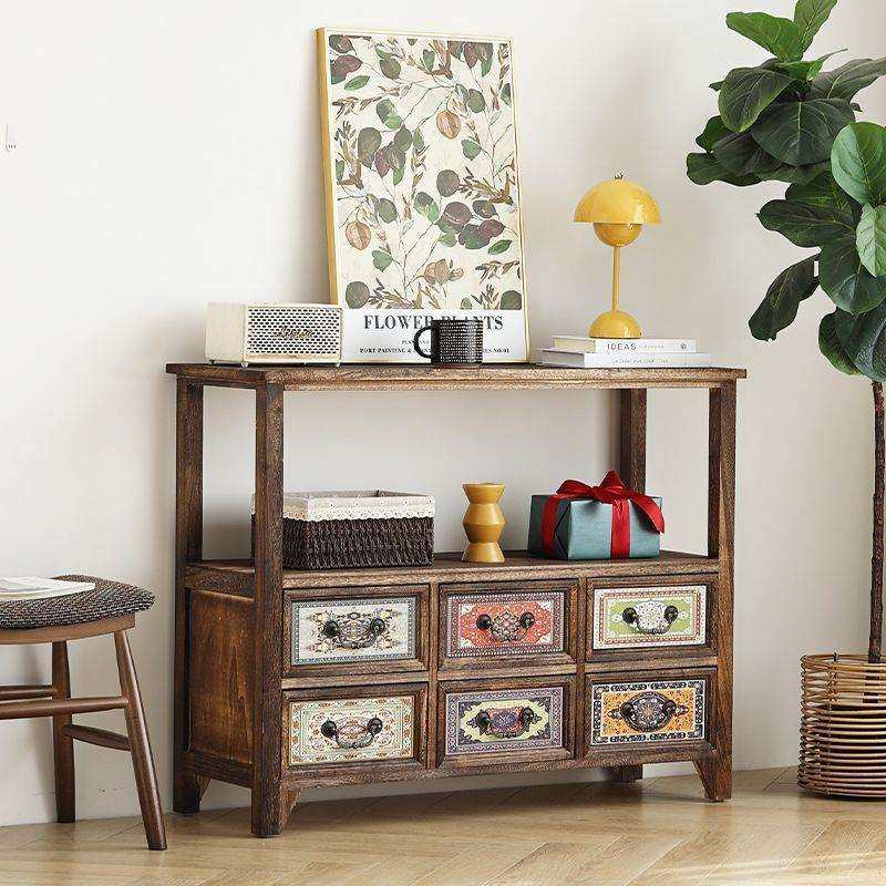 中古风玄关柜彩绘柜子复古实木斗柜抽屉式收纳柜储物柜多功能边柜,鲜花速递/花卉仿真/绿植园艺,割草机/草坪机,淘宝优惠券,粉丝福利购,淘宝优惠卷