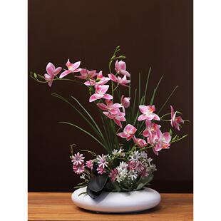 蝴蝶兰花盆栽假花插花套装客厅玄关前台酒店桌面花艺装饰品