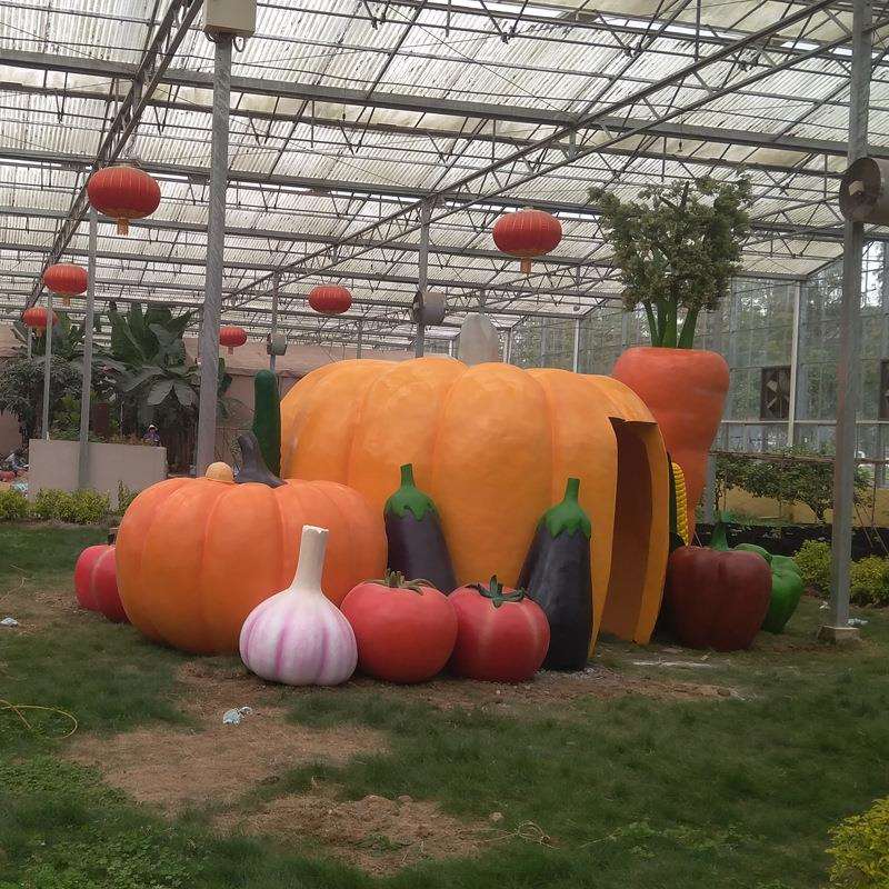 南瓜雕塑 胡萝卜蔬菜雕塑 玻璃钢材质生态园装饰摆件厂家直销