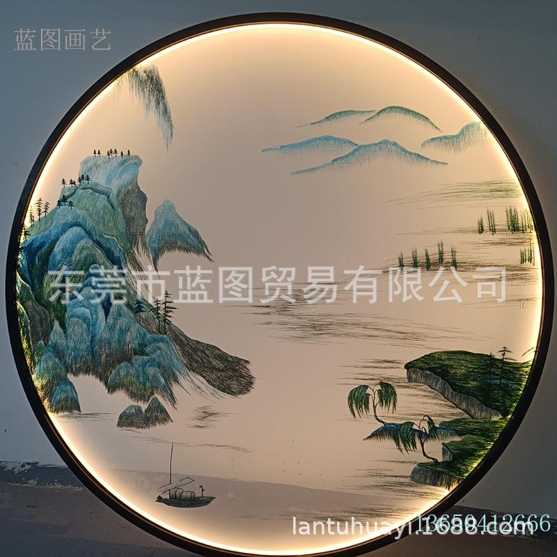 现货精花美苏绣双刺绣半透屏明纱布画心风玄关面重工荷年年有余连