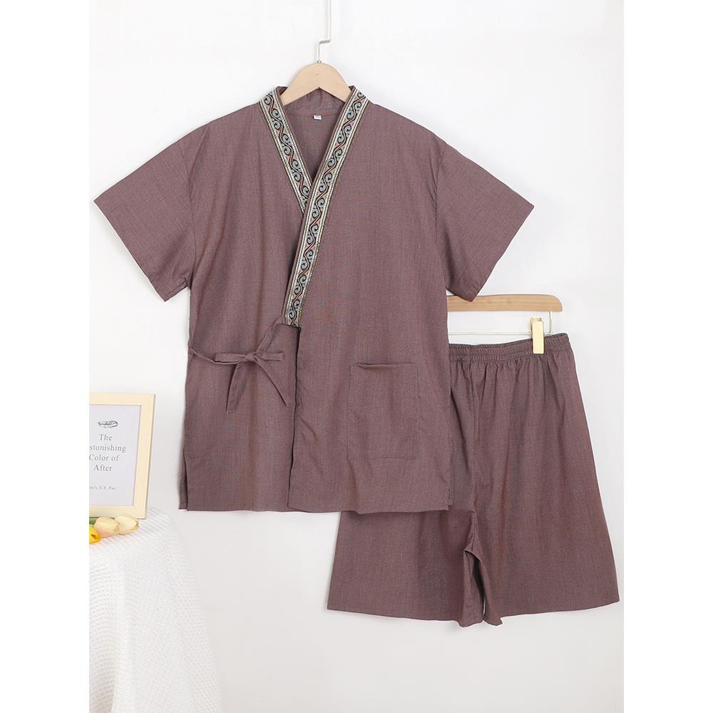 式情侣汗蒸日服男款苎麻浴足浴服女加洗肥大F96T5J7M泰按摩式服温