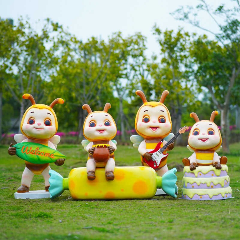 户外卡通蜜蜂玻璃钢雕塑相框座椅打卡拍照幼儿园草坪美陈装饰摆件