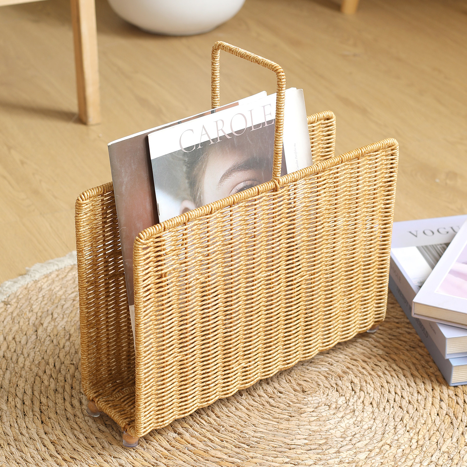 家好点桌面杂志书籍置物架客厅落地小书架子仿藤编文件整理收纳架,收纳整理,整理架/置物架/收纳架,淘宝优惠券,粉丝福利购,淘宝优惠卷