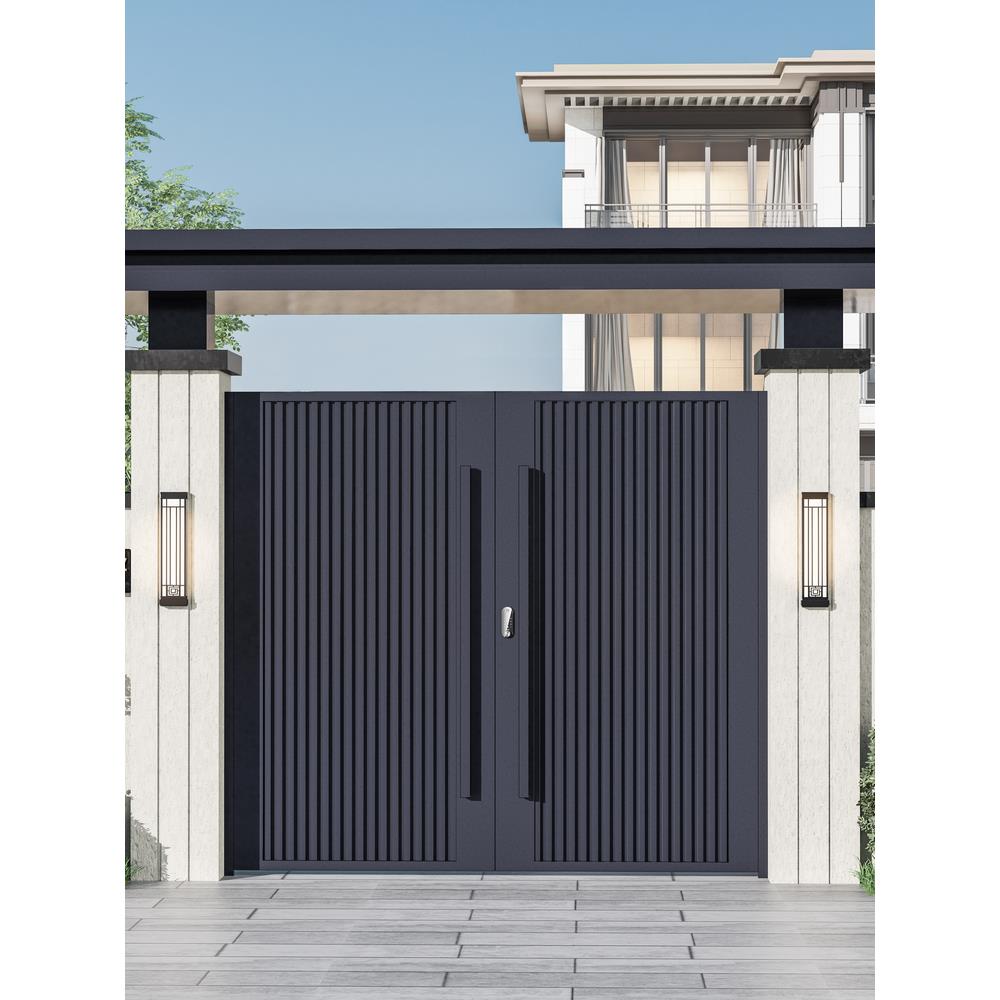 铝合金农村自建房庭院大门铁艺户外围墙别墅双开电动平移大门楼