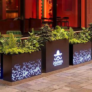 户外花箱发光镂空花槽架种植发亮灯箱饭厅奶茶店商场外摆隔断花坛