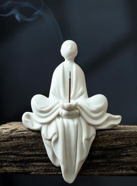 陶瓷禅宗小和尚中国风客厅入口桌鱼缸微景观人物无相佛像装饰摆件