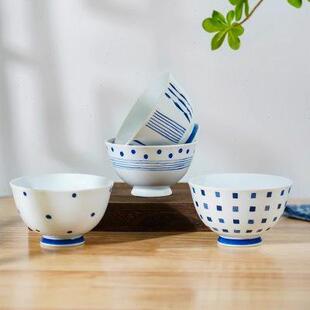 釉下彩餐具唐草小碗 美浓烧日本进口手绘创意陶瓷米饭碗家用日式