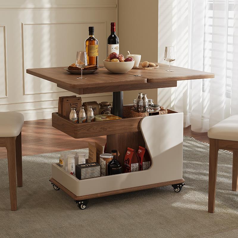 沙发边几茶几小户型客厅可移动边柜多功能茶桌升降折叠实木小推车