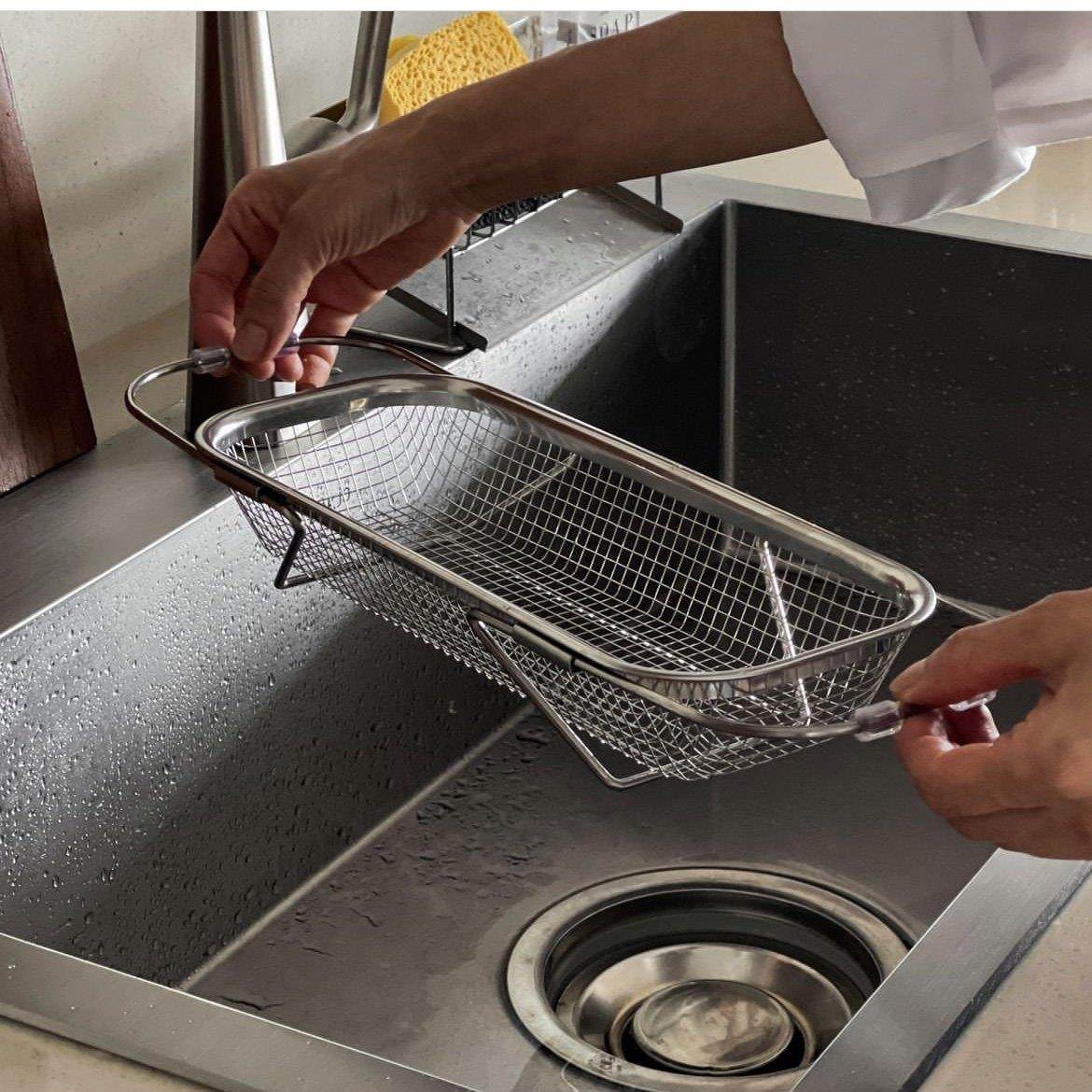 Nati Home 不锈钢沥水篮可伸缩碗碟沥水架厨房洗菜盆滤水架