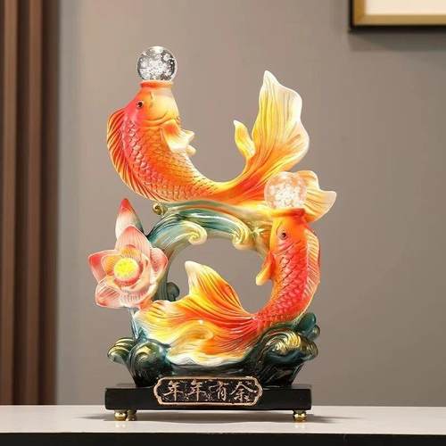 新中式高档双鱼摆件招财客厅电视柜玄关展示柜装饰品乔迁新居礼品