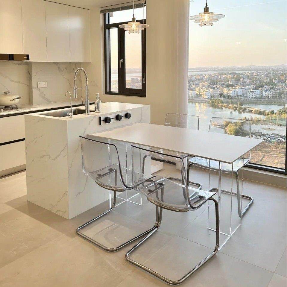 亚克力岩板餐桌椅组合北欧极简悬浮餐台现代小户型家用长方形饭桌,住宅家具,岩板餐桌,淘宝优惠券,粉丝福利购,淘宝优惠卷