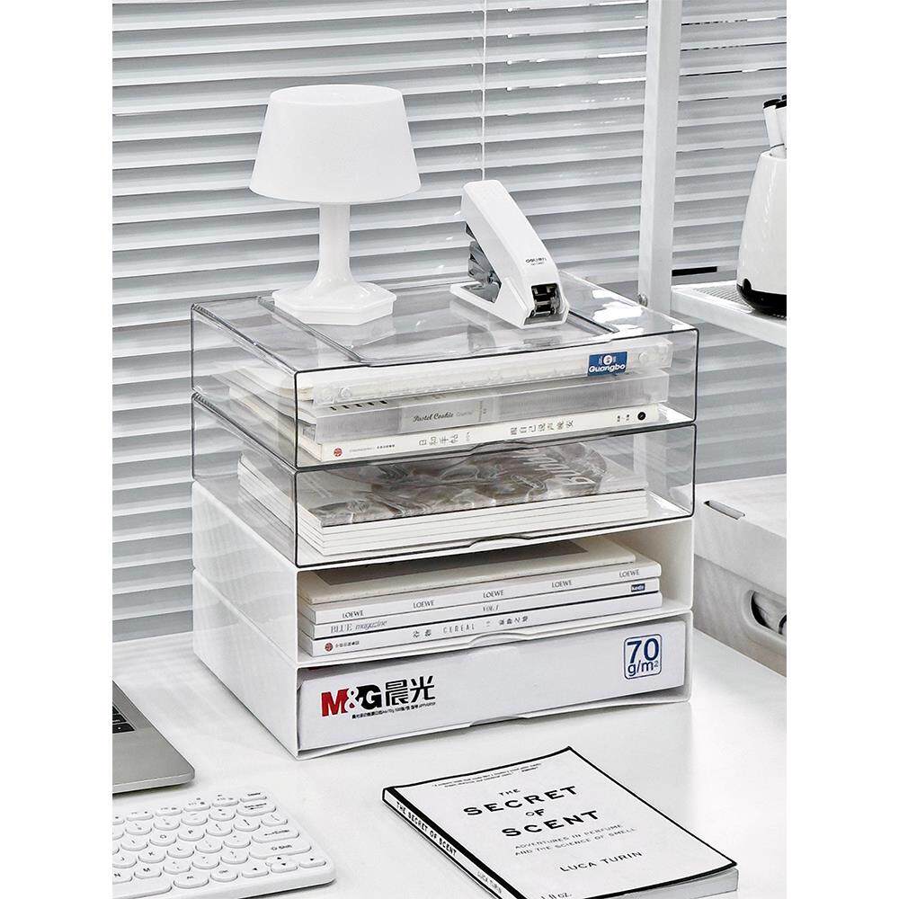 亚克力文件架办公室多层档案资料收纳盒桌面上书立书架整理置物架