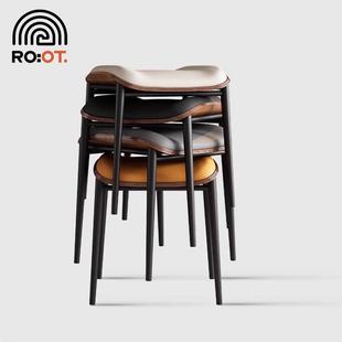 伊姆斯餐凳可叠放收纳家用轻奢高级感中古风软包无靠背餐椅方凳子