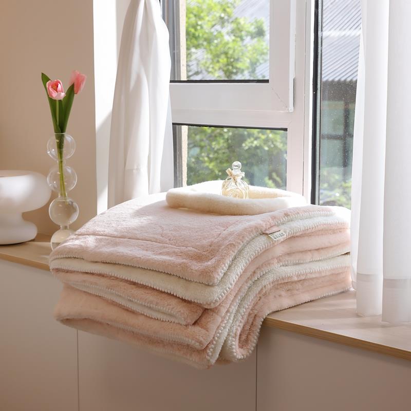 高端仿兔毛毯春秋被子冬保暖沙发盖毯皮草法兰绒床单公办室厚毯子